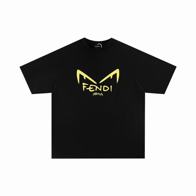供 芬迪Fendi情侣款短袖T恤半袖体恤St552双纱加厚重磅面料 手感厚实 质感很好面料自然垂度硬挺度效果都很好 情侣Bf宽松Oversize版型面料：300