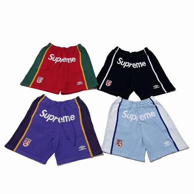 新 Supreme X Umbro 联名款 Ss25 Knit Shorts30 茵宝针织短裤 拼接针织美式高街短裤五分裤定制进口纱线 加水洗柔软工艺 面料细腻