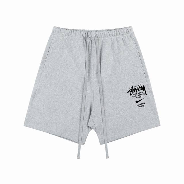 斯图西Stussy联名耐克Nike基础款印花双股400克纯棉毛圈男女情侣款短裤面料：独家定制面料采用400G纯棉毛圈面料市场找不到第二家，可以说一条短裤能穿5年