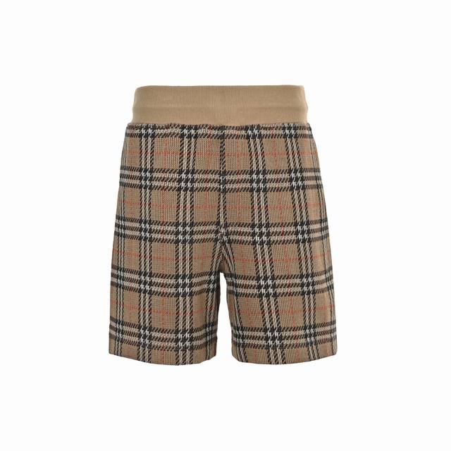 Burberry 巴宝莉 25Ss 黄格纹混纺格纹短裤以棉为主体喂入6%聚酯纤维，2%弹性纤维混纺而成。棉纤维具有天然亲肤、柔软、吸水性强等特点。其结构特性保留