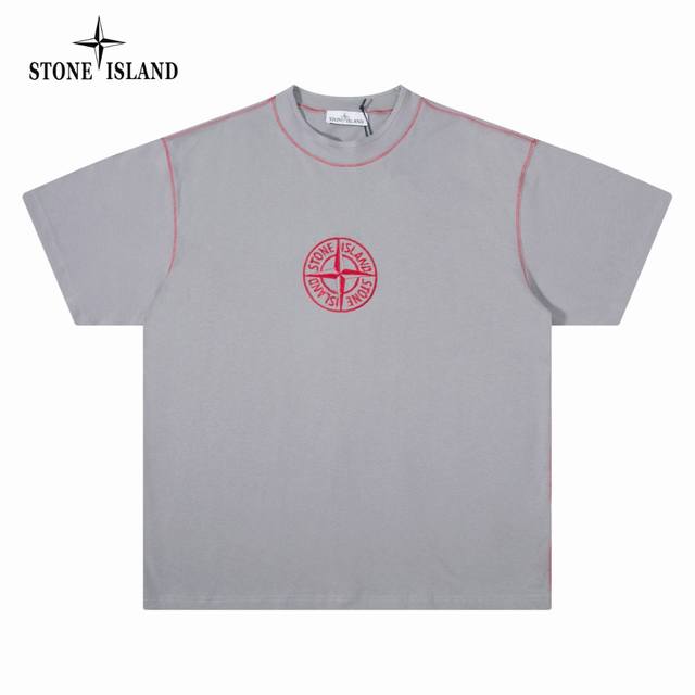 供 原单 款号：St078 上新 Stone Island 丨石头岛 蛇年限定红色罗盘徽章刺绣短袖T恤-定制雅韵黑绸棉麻平纹料 细腻平滑 舒适亲肤 胸前标志性点