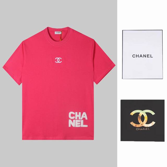 Chanel香奈儿 Logo字母毛巾绣花短袖 .前片Lg高端绣花.英文字母采用高质量牙刷绣花，呈现整洁大体.面料采用定制定染. 舒适柔软.三标齐全，实用性高级感