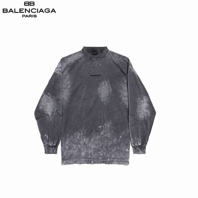 Balenciaga 巴黎世家 25Ss油漆喷墨刺绣字母圆领卫衣设计感十足 欢迎对比。注意面料采用正口环保染料，定织定染全棉双纱、克重 克，布面干净.布纹清晰，