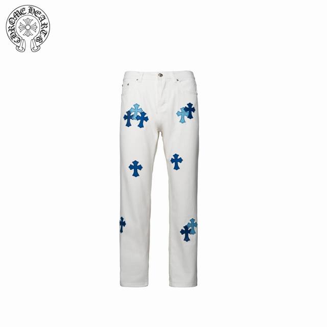 Chrome Hearts 克罗心城市限定系列梵文十字贴布拼皮牛仔裤人手必入款式 搭配无压力 每个细节都在用心做 专柜一条难求 真实还原Vintage极致质感