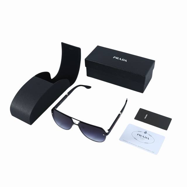 Prada 普拉达双梁渐变太阳镜墨镜普拉达墨镜以其独特而时尚的设计而闻名。渐变色偏光镜片 它们通常展示简约、精致的风格，注重细节和对材料的高质量处理。如优质的