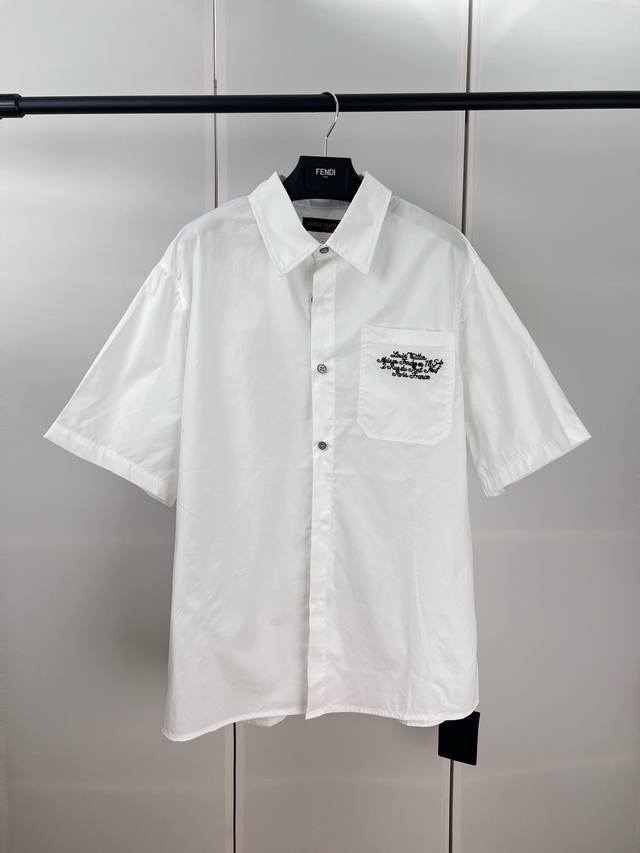 1V路易×Nigo联名樱花雪山刺绣短袖衬衫S M L Xl