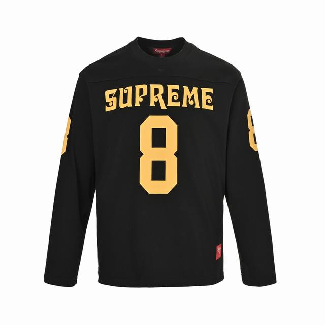 Supreme 美式8号梵文字体印花长袖T恤Football Top 美式8号梵文字体长袖T恤 原版购入开发单品 面料横纹全棉高密度 有质感同时亲肤舒适 胸口超