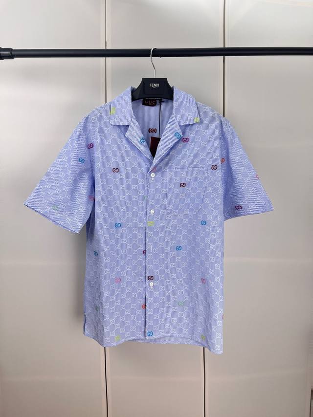 Gucci古驰彩色Gg提花短袖衬衫S M L Xl