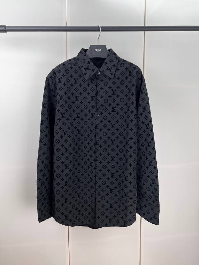 1V路易老花植绒长袖衬衫S M L Xl