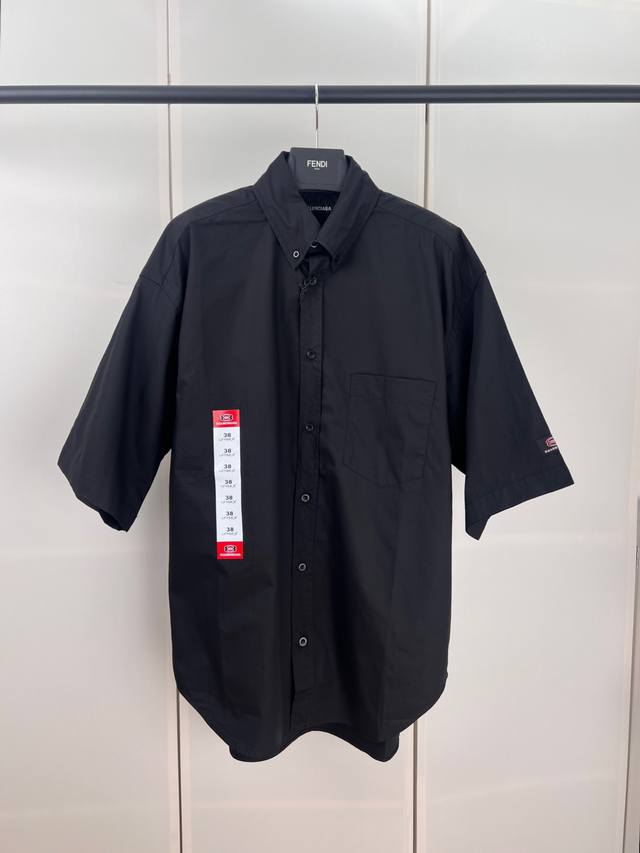 Balenciaga巴黎尺码标签印花短袖衬衫36 38 40 42