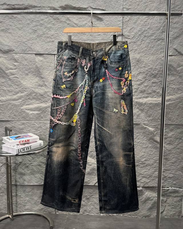 Acne Studios 2025新款3D数码打印糖果链条情侣款水洗宽松牛仔裤25年度热度居高不下的神裤！没有之一！等待了很久..从去年年底就一直等发售时间 第