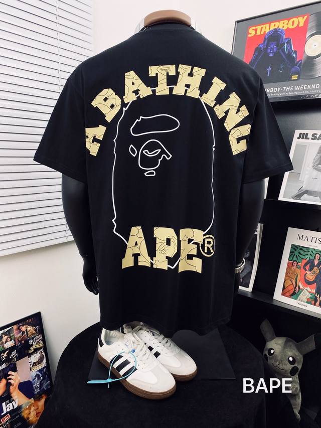 Bape Summer Camp猿人头炫酷字母重工艺印花圆领短袖高版本 猿人形象 260克优质高织纯棉面料 双纱精梳 质感柔软官网发售款｜超级推荐｜超人气单品
