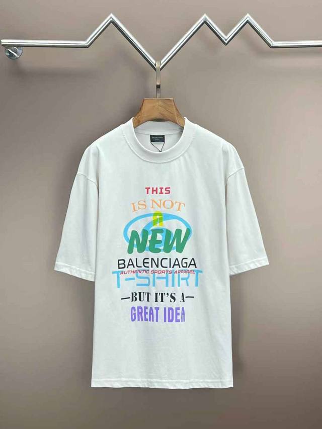 高端品质 巴黎世家Balenciaga 原版高克重纱纯棉面料重工艺，印花，手感滑爽 L极度舒适体验 十足的高级感，都保持奢华高贵的特有的视觉质感.颜色：米白码数