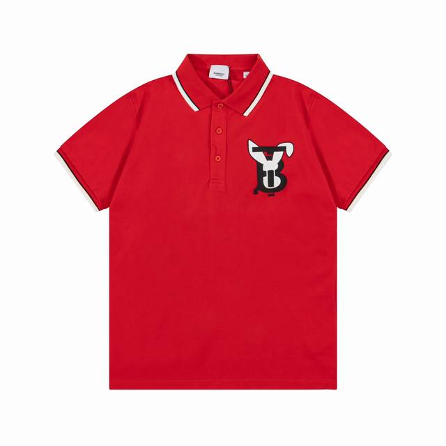 Burberry 巴宝莉 兔年限定 Tb兔头字母Logo 印花Polo衫升级，灵感源自八十年代复古原版面料 官方同款 定制 同缸染面料 手感非常舒服 春夏最新砖