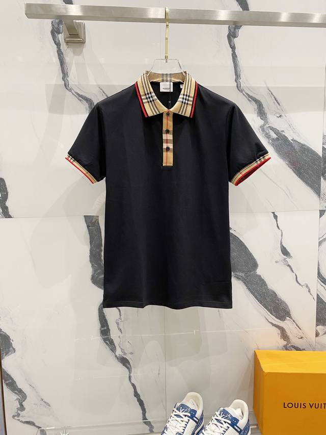 Burberry 巴宝莉 翻领Polo衫品牌格纹编织领口拼接Logo标识官方同步 商务首选时尚个性 百搭潮流纯原品质 原版面料吊牌 领标 水洗麦 三标齐全颜色: