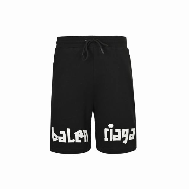 Balenciaga 巴黎世家 25Ss 胶带印花短裤纯棉400克毛圈面料制成，经水洗处理达420G，整体柔软厚实不变形。裤腿巴黎溶解可乐经典印花Logo，手工