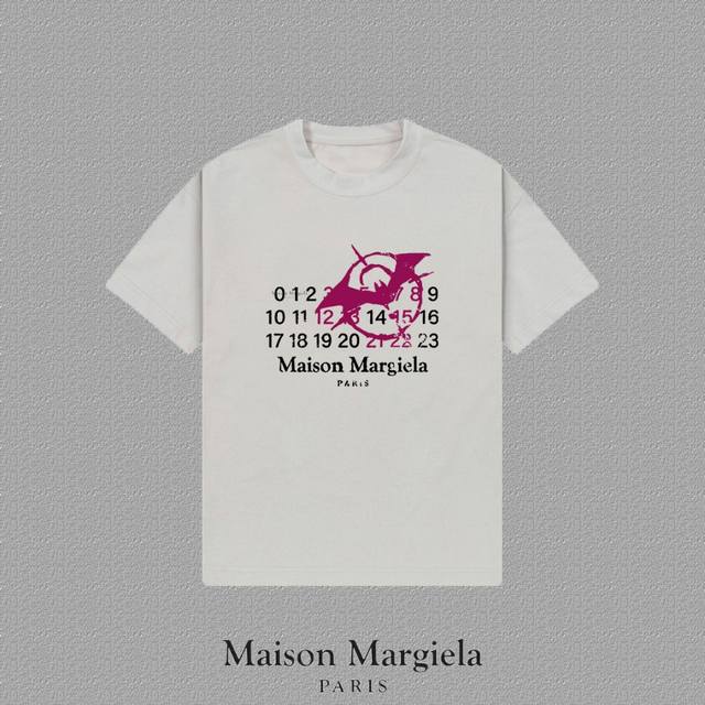 Maison Margiela Mm6 马吉拉]2025Fw短袖T恤 Mm10字母Logo印花 高端26S双纱300克面料重磅面料 定制拉架罗纹同缸同染 三标齐