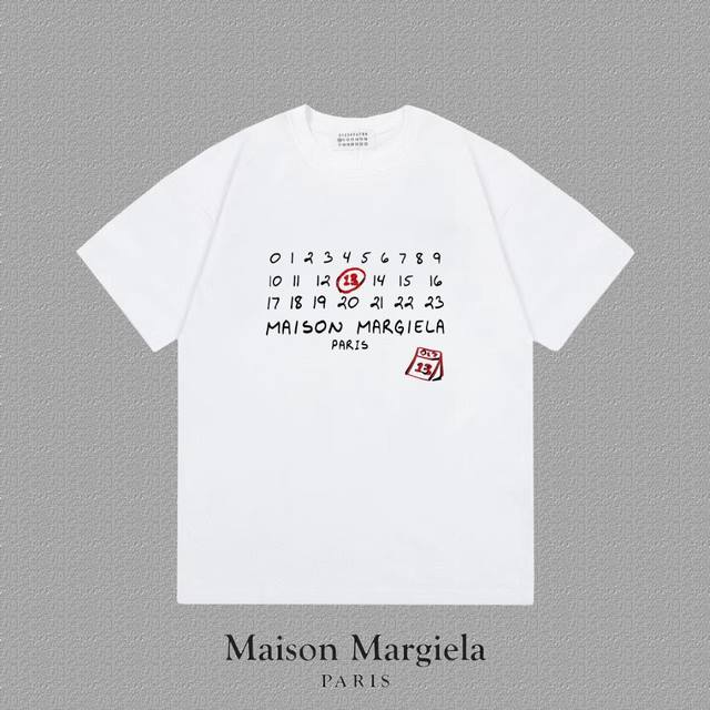 Maison Margiela Mm6 马吉拉]2025Fw短袖T恤 Mm10字母Logo印花 高端26S双纱300克面料重磅面料 定制拉架罗纹同缸同染 三标齐