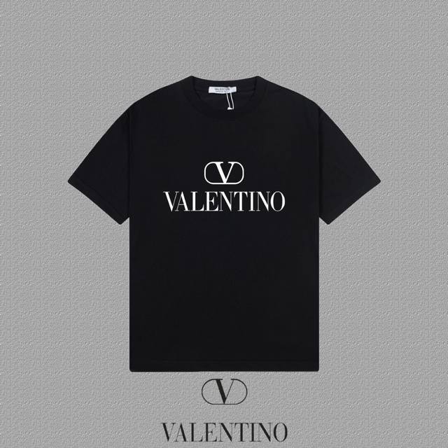 Valentino 华伦天奴] Fw短袖T恤 硅胶厚板工艺字母 高端26S双纱300克面料重磅面料 定制拉架罗纹同缸同染 三标齐全 男女同款 颜色：黑色 白色尺