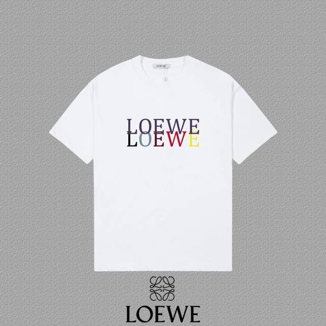 Loewe 罗意威]2025Fw短袖T恤 Logo印花 高端26S双纱300克面料重磅面料 定制拉架罗纹同缸同染 三标齐全 男女同款 颜色：黑色 白色尺码：S