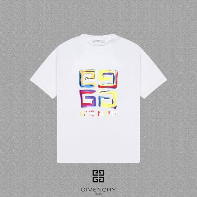Givenchy 纪梵希]2025Fw短袖T恤 字母Logo印花 高端26S双纱300克面料重磅面料 定制拉架罗纹同缸同染 三标齐全 男女同款 颜色：黑色 白色