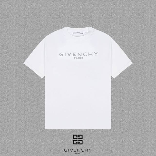 Givenchy 纪梵希]2025Fw短袖T恤 反光字母Logo印花 高端26S双纱300克面料重磅面料 定制拉架罗纹同缸同染 三标齐全 男女同款 颜色：黑色