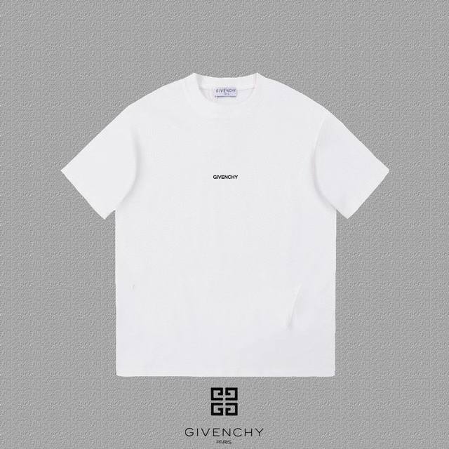 Givenchy 纪梵希]2025Fw短袖T恤 Logo印花 高端26S双纱300克面料重磅面料 定制拉架罗纹同缸同染 三标齐全 男女同款 颜色：黑色 白色尺码