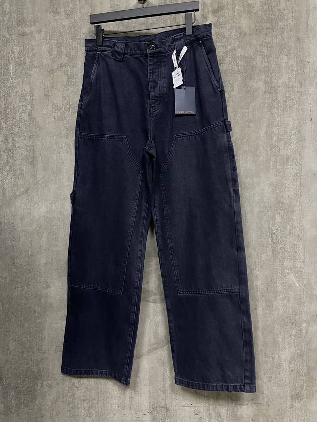 Louis Vuitton25Ss成衣染色牛仔裤面料：7*7赛洛纺全棉斜纹牛仔面料 Tr里布 成衣染色 进口刺绣 定制珠光纽扣工字扣 铆钉 皮标 商标宽松版型