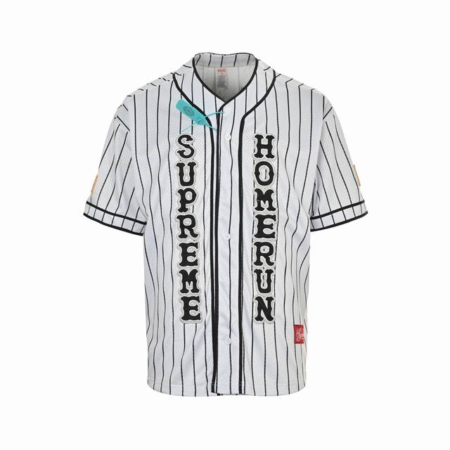 Supreme 联名款 标签Logo网眼舒适短袖棒球衫Supreme X Homerun 联名款 Ss25 Week12 Baseball Jersey 标签L