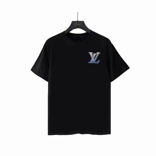 实拍细节图+尺码表Louis Vuitton 路易威登 蓝标牙刷刺绣圆领短袖男女同款 情侣款 宽松版型 最高版本 原版面料 高版本 高品质 所有细节 面料辅料工