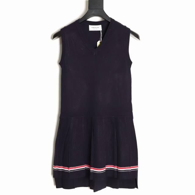 Thom Browne Tb 彩条V领羊毛针织连衣裙原版定制面料 辅料 尺码：1 2 3