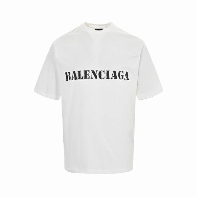 Balenciaga 巴黎世家 24Ss 前后模糊字母印花短袖-黑色标准的印花技术，全方位磨破纯棉柔软面料，对色定染面料，超精细平网印花工艺，潮流感十足，定染纯