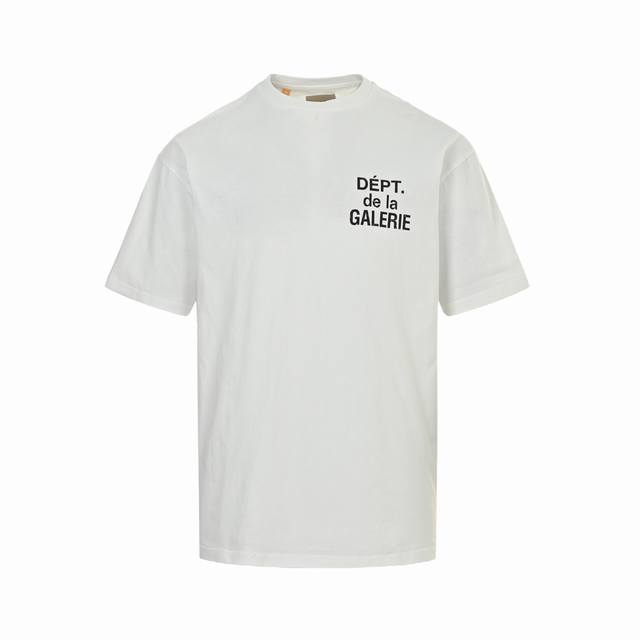 Gallery Dept 25Ss 斑驳法文印花短袖定织定染21支230克高克重棉麻面料 圆简布工艺无侧缝 面料先经过环烘水洗处理 起到预缩水的作用 定制螺纹