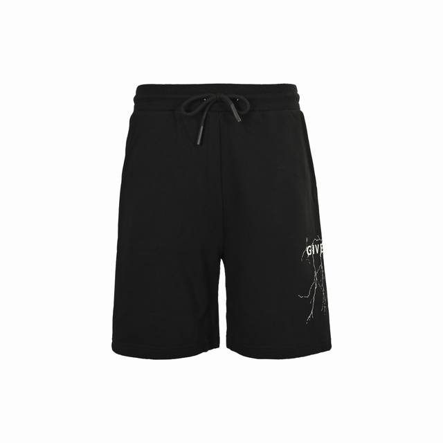 Givenchy 纪梵希 25Ss 闪电印花短裤面料采用进口纯棉380克非常优质厚实舒服的一款面料，腰部采用包边做工设计，穿搭起来更加舒服有型！采用满印植绒设计