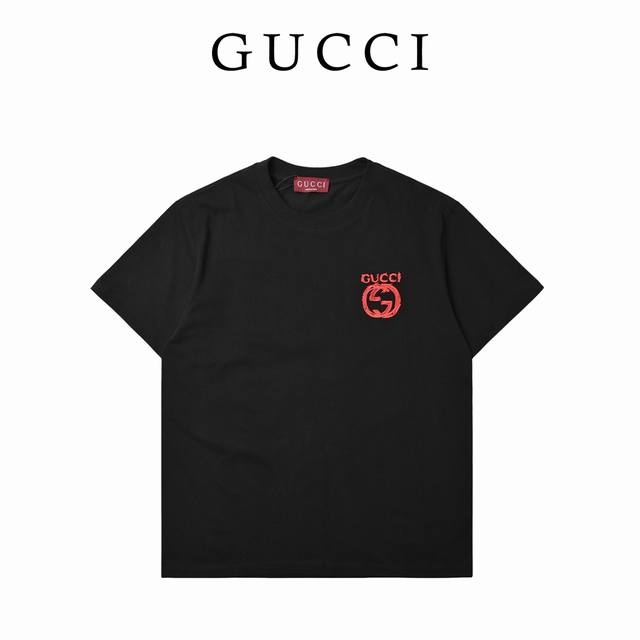 Gucci古驰 刺绣双G短袖300克双纱：黑色杏色031 ：Xs-L