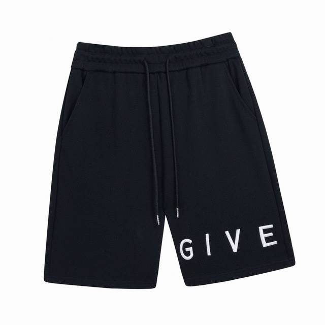 纪梵希 Givenchy夏季新款 经典字母刺绣休闲短裤 立体绣花360克高品质牛肚纯棉面料、舒适柔软透气 休闲宽松版型 潮流短裤男女同款 Color：黑色Siz