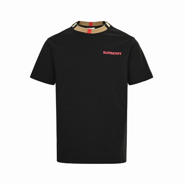 Burberry 巴宝莉 格纹领刺绣Logo短袖面料采用260克双纱纯棉面料+2X2配套螺纹，，订染颜色后整蚀毛处理，对照原版做丝滑超柔处理，布面肌理股线清晰明