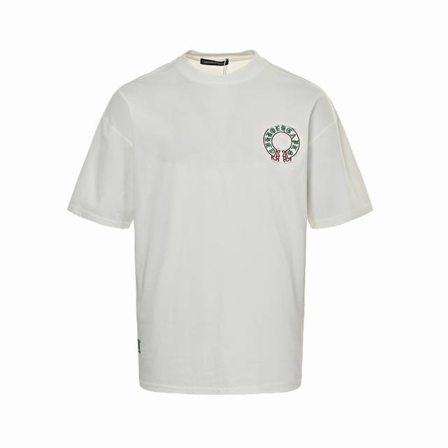 Chrome Hearts 克罗心 重工贴布马蹄十字架刺绣短袖厚实有型，购入原版开模打造，全套定制辅料，所有细节完美还原定织定染260G纯棉双纱紧密棉面料，洗水