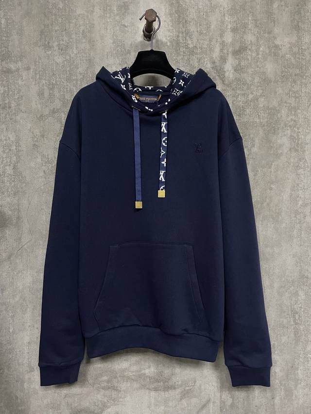 Louis Vuitton Ss25 Lv徽标口袋长袖卫衣面料:380克奢牌毛圈卫衣面料 配套1*1双纱拉架重磅罗纹480克 这面料酵洗 高温烫钻 胶桨印花 定