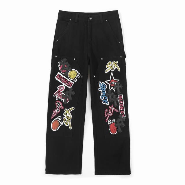 Chrome Hearts克罗心 黑色多元素涂鸦工装裤Chrome Hearts 服饰创意总监Mattyboymattyboy 本名Matt Digiacomo