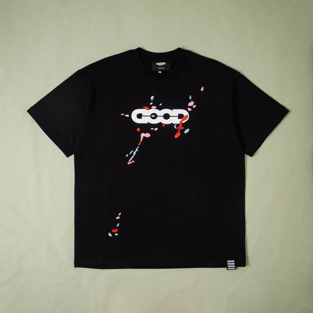 纯原配套Goodbrand 春夏Colorjumping两色衬衫短袖T恤黑白圆领Good短袖 烫图绣花工艺 全套辅料细节 Yb内置洗衣袋 还原1比1 男女同款