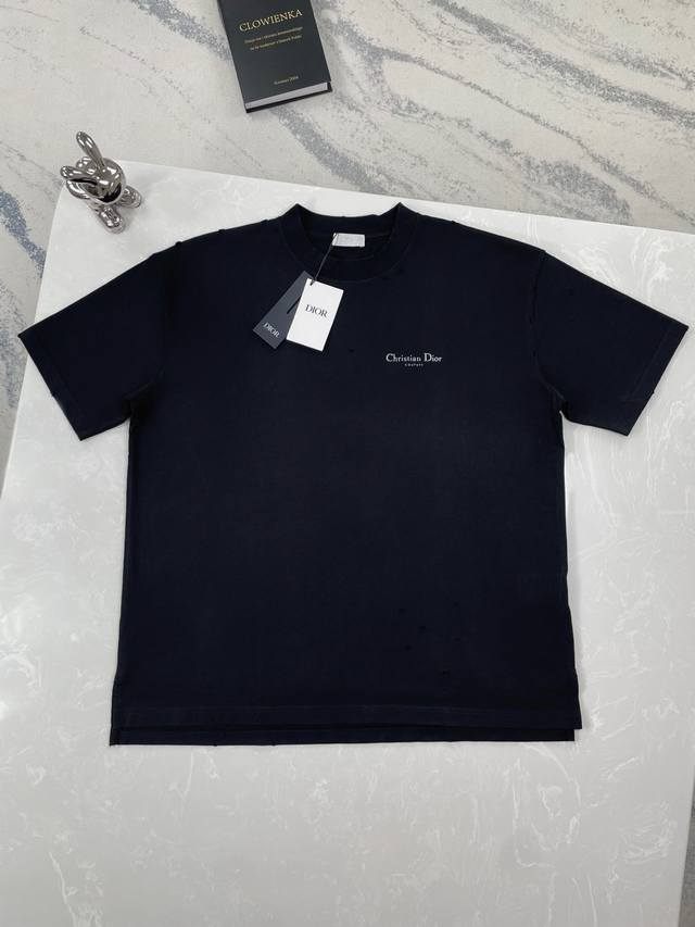 高版本 Dior-迪奥-25Ss破洞字母印花圆领短袖T恤Size:Xs-L