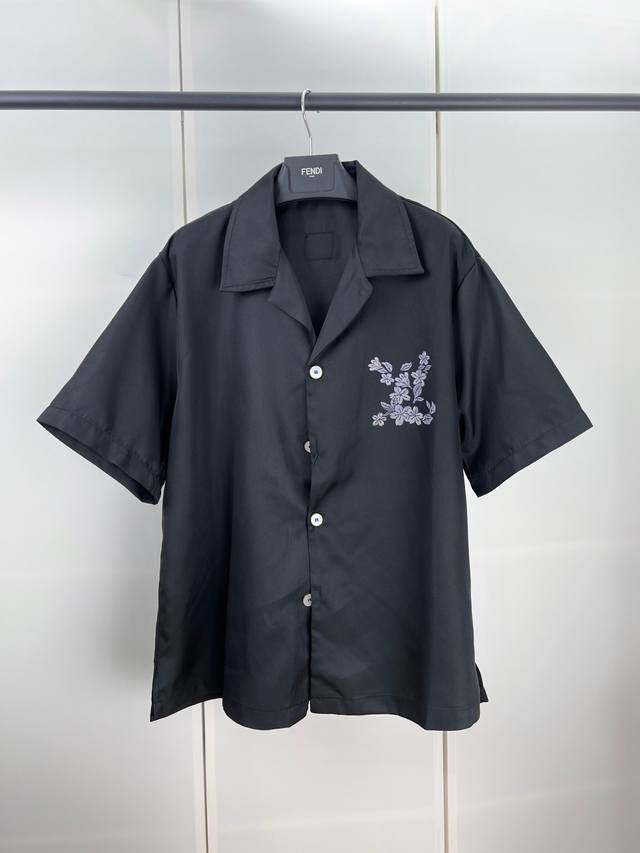 1V路易×Nigo字母印花蚕丝短袖衬衫S M L Xl