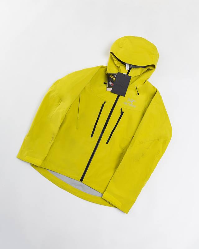款号J99 磐石绿白底图顶级版本Arcteryx始祖鸟 Alpha系列 Sv 第7代 Gore-Tex Pro 刺绣Logo图案休闲运动连帽拉链硬壳冲锋衣滑雪服