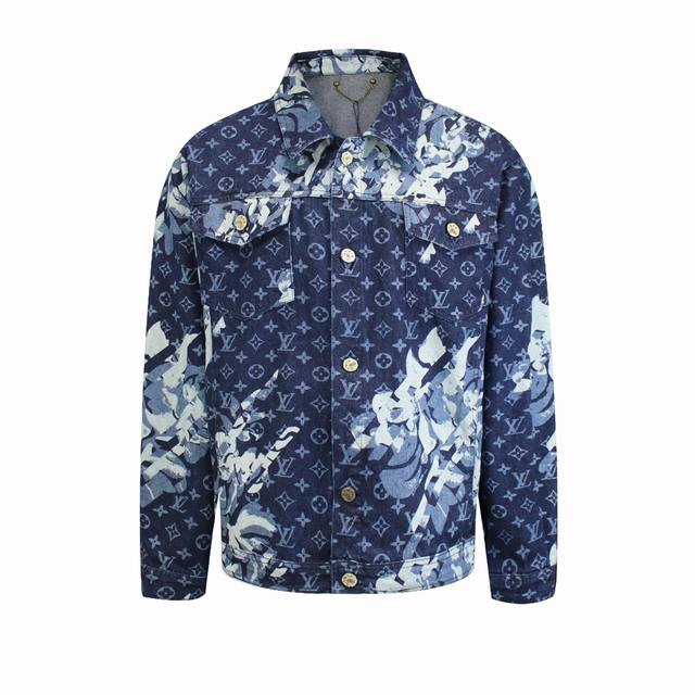 路易威登Lv重工不规则花卉水洗牛仔外套夹克 男女同款Louis Vuitton 市场最高版本，一切细节媲美Yb，对位，对花，洗水后手感舒适透气，每一处细节五金辅