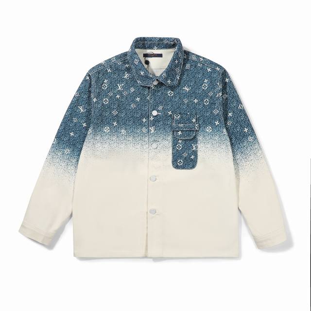 Louis Vuitton2 Lv路易威登星空渐变牛仔衬衫拼色外套 男女同款 原版购入，面料经过定制正品同样硬度牛仔面料再拿去印花，五金定制正品开模，胸前口袋对