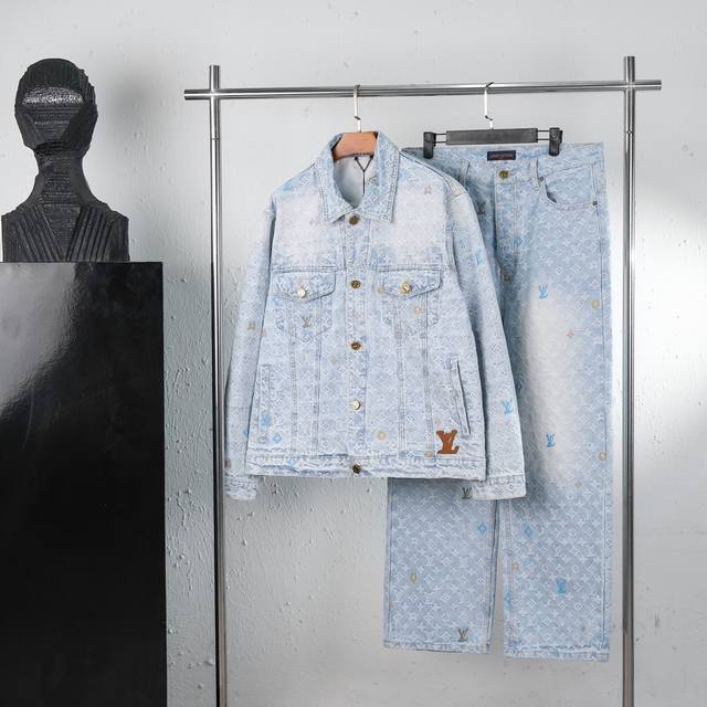外套 裤子 顶级复刻 - Louis Vuitton X Tyler 24Ss Lv小花字母刺绣翻领单排扣牛仔外套裤子套装 男女同款 -Jj林俊杰｜龚俊｜宋茜｜