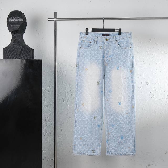 顶级复刻 - Louis Vuitton X Tyler 24Ss Lv小花字母刺绣翻领单排扣牛仔外套裤子套装 男女同款 -Jj林俊杰｜龚俊｜宋茜｜黄晓明 贾斯