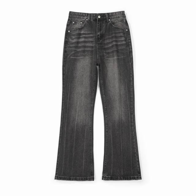 Blcg 巴黎世家24Fw水洗微喇做旧牛仔裤 巴黎Demna Flared Trousers 25Ss新款 水洗破坏做旧微喇叭牛仔长裤.立体毛须压皱工艺.不挑任