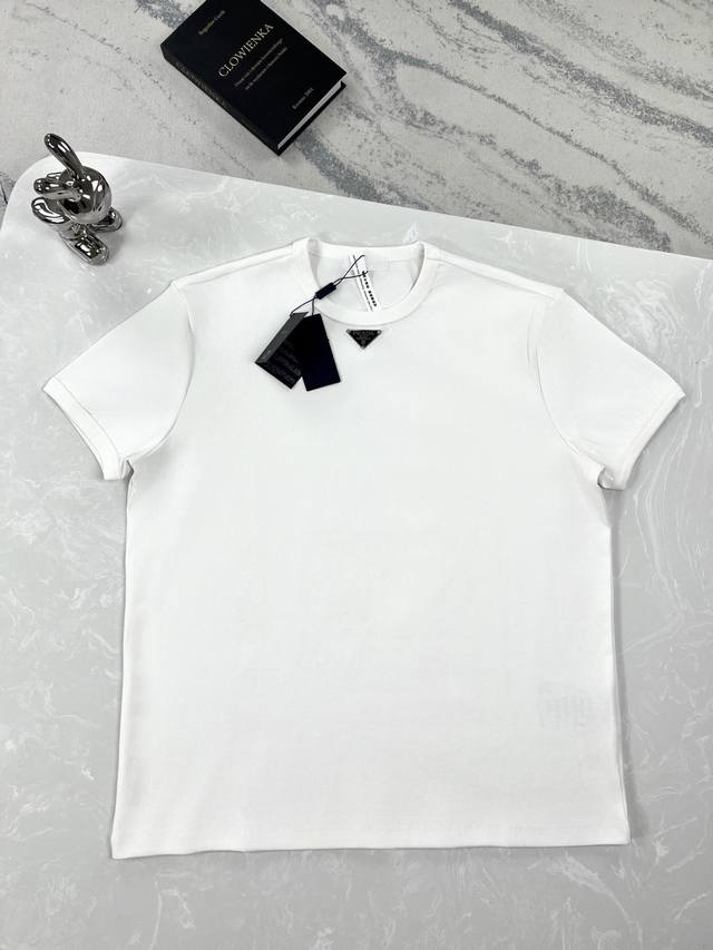 高版本 Prada-普拉达-胸前三角钢标圆领短袖T恤三标齐全Size:Xs-L